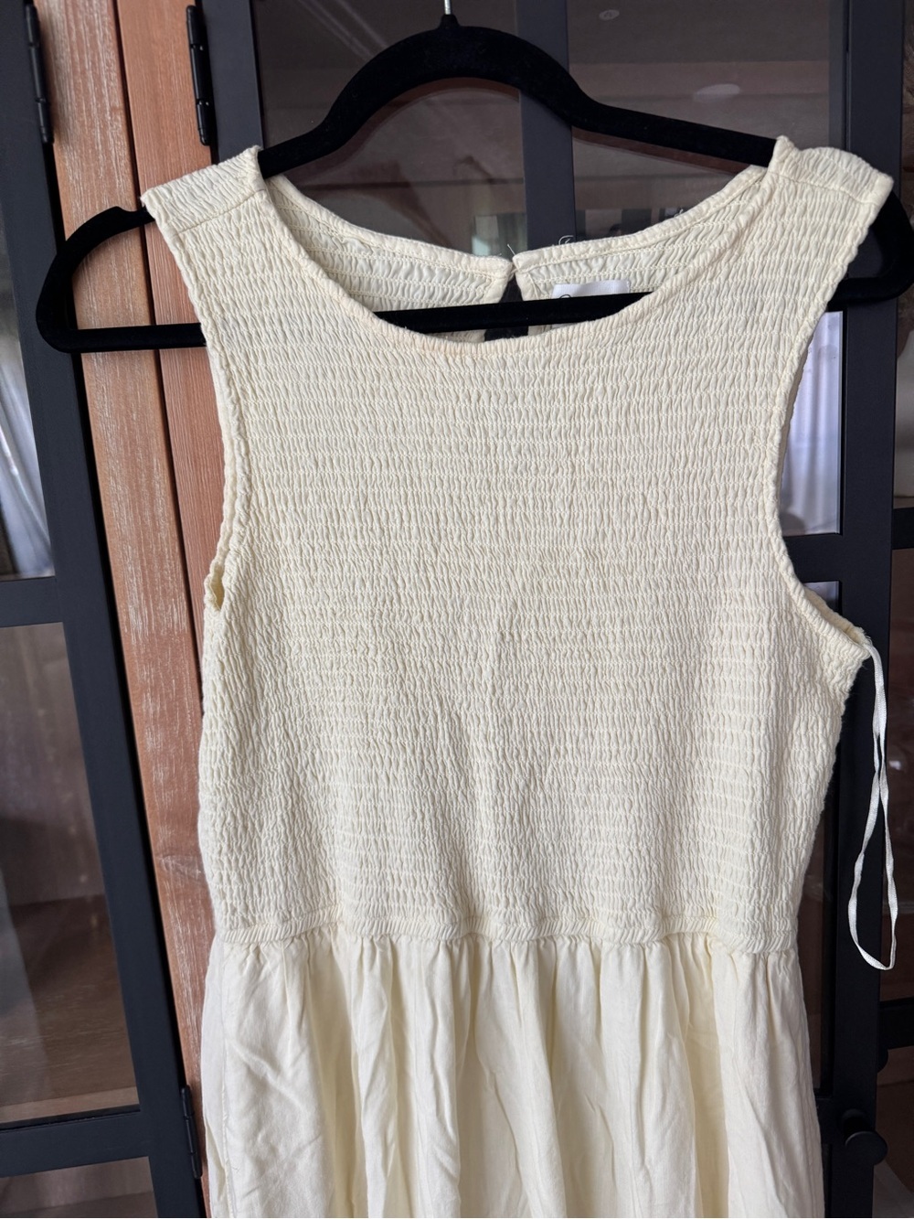 Jopna smocked maxi dress butter yellow sleeveless pastel pockets round neck - Picture 7 of 11